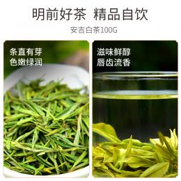 天福茗茶 2024春茶新茶 凤形安吉白茶明前绿茶茶叶散茶罐装100g